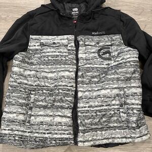Ecko Unltd. Men Jacket 2XL Black Geometric Rhino Logo Streetwear Zipper